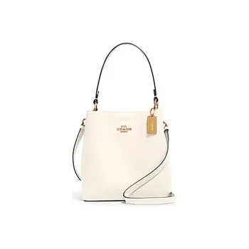 COACH Town Polished Pebbled Leather Bucket Bag, Handbag, Shoulder Bag, Crossbody Bag Small Size Women's White