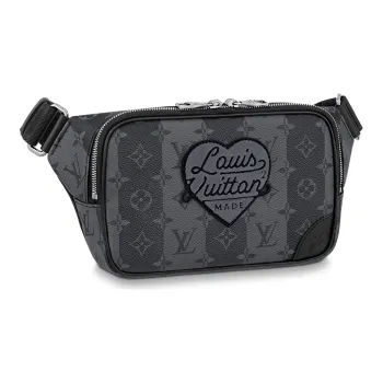 LOUIS VUITTON NIGO Collaboration Coated Canvas Handheld Shoulder Bag Unisex Gray