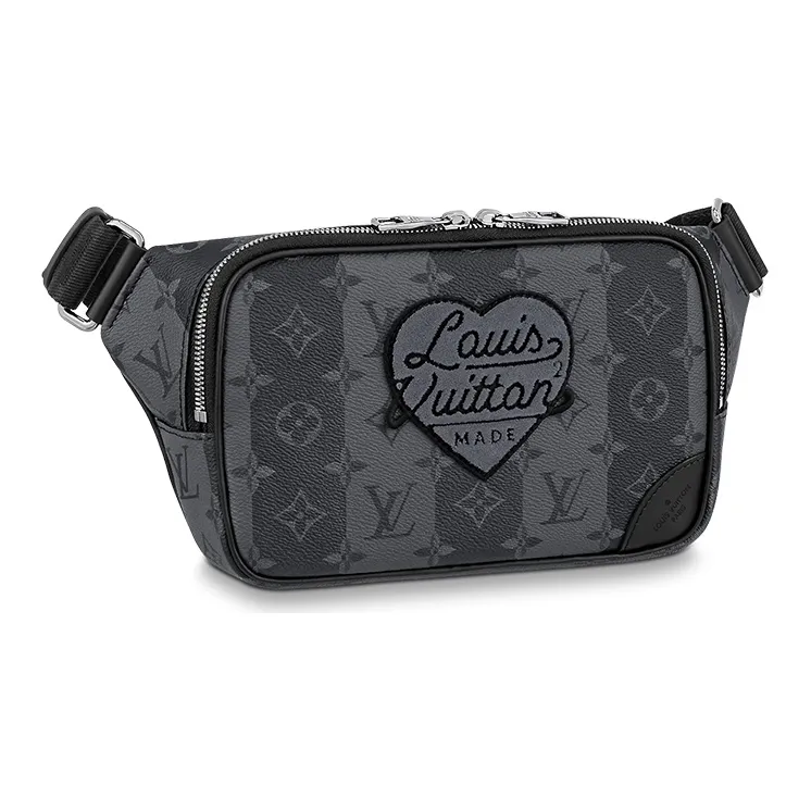 LOUIS VUITTON NIGO Collaboration Coated Canvas Handheld Shoulder Bag Unisex Gray-0