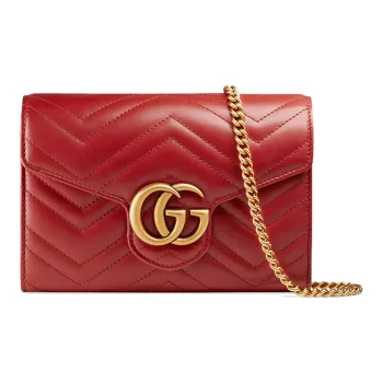 GUCCI Leather Envelope Bag Shoulder Bag Crossbody Bag Regular Women's Red