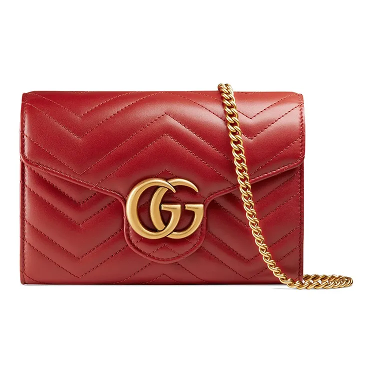 GUCCI Leather Envelope Bag Shoulder Bag Crossbody Bag Regular Women's Red-0