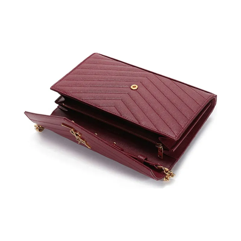SAINT LAURENT Leather Shoulder Bag Women's Deep Red-5