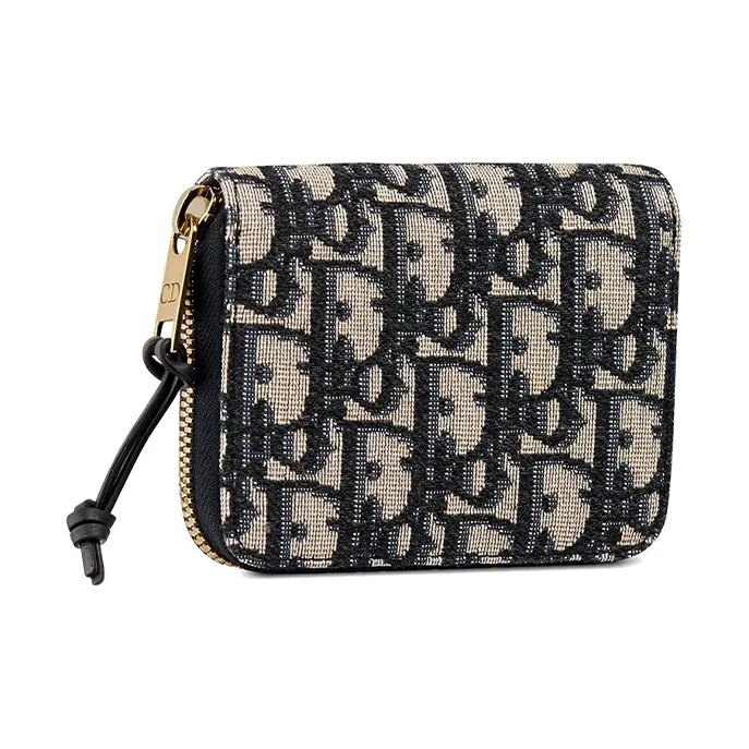DIOR Canvas Card Holders Coin Purses Wallets Small Size Women's Blue-1
