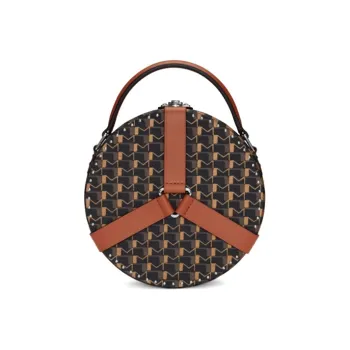 Moynat Canvas One Shoulder, Clutch Handbag Women's Charcoal Black & Brown