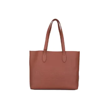 Burberry Embossed Leather Tote Bag Shopping Bag Handbag Shoulder Bag Women's Umber