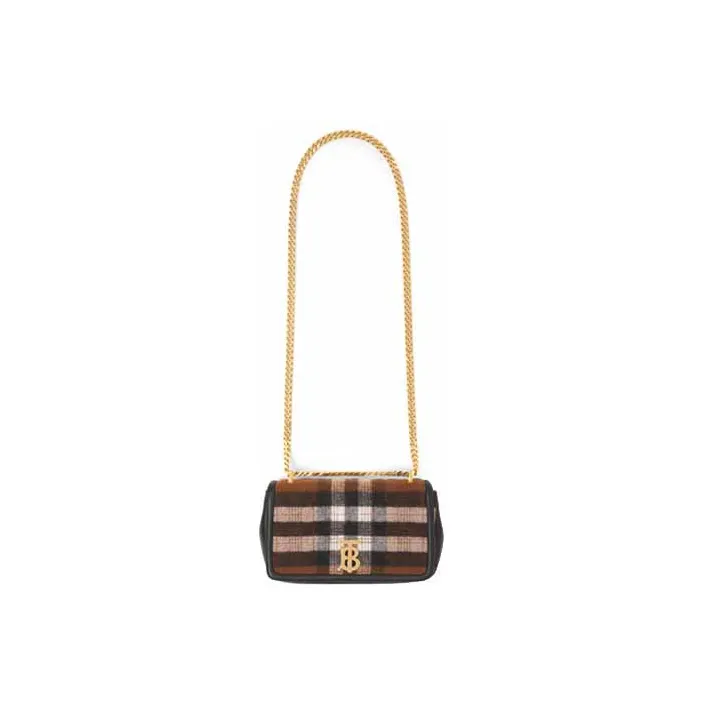 Burberry Lola Bag Cashmere And Sheepskin Blend Shoulder Bag, Crossbody Bag Women's Tan-1
