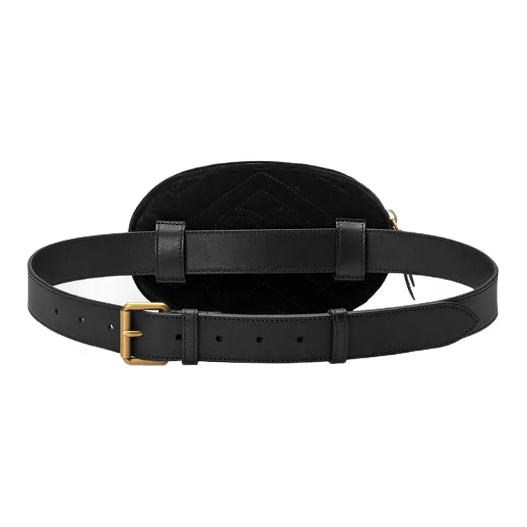 GUCCI Marmont Quilted Velvet Fanny Pack Sling Bags Women's Black-2