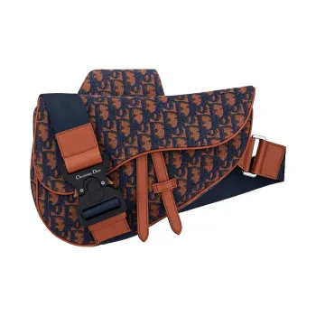 DIOR Saddle Nylon Fabric Saddle Bag Shoulder Bag Sling Bag Men's Navy And Camel