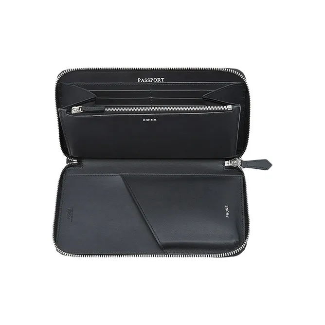 FENDI Leather Clutch, Wallet Card Holder Men's Black-2