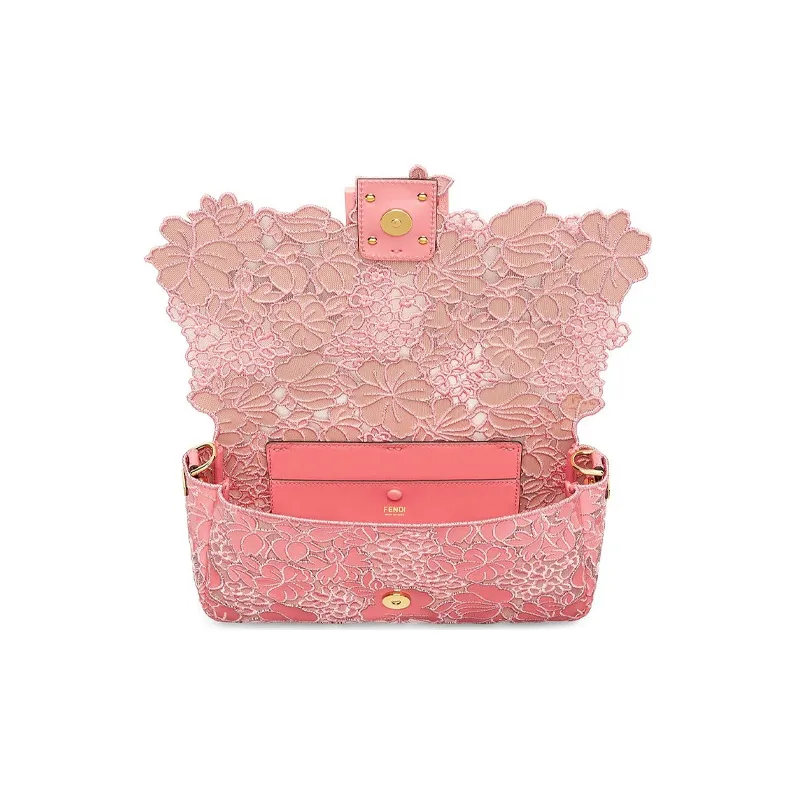 FENDI Baguette Cow Leather Shoulder Bag Crossbody Bag Handbag Medium Size Women's Pink Multicolor Candy Color-3