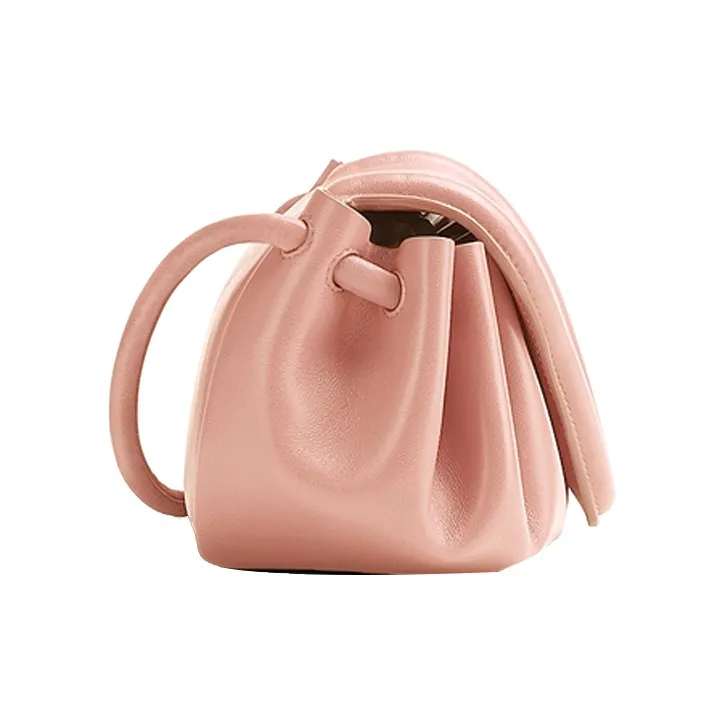 Bottega Veneta Leather Crossbody Bag Clutch Small Size Women's Pink-2
