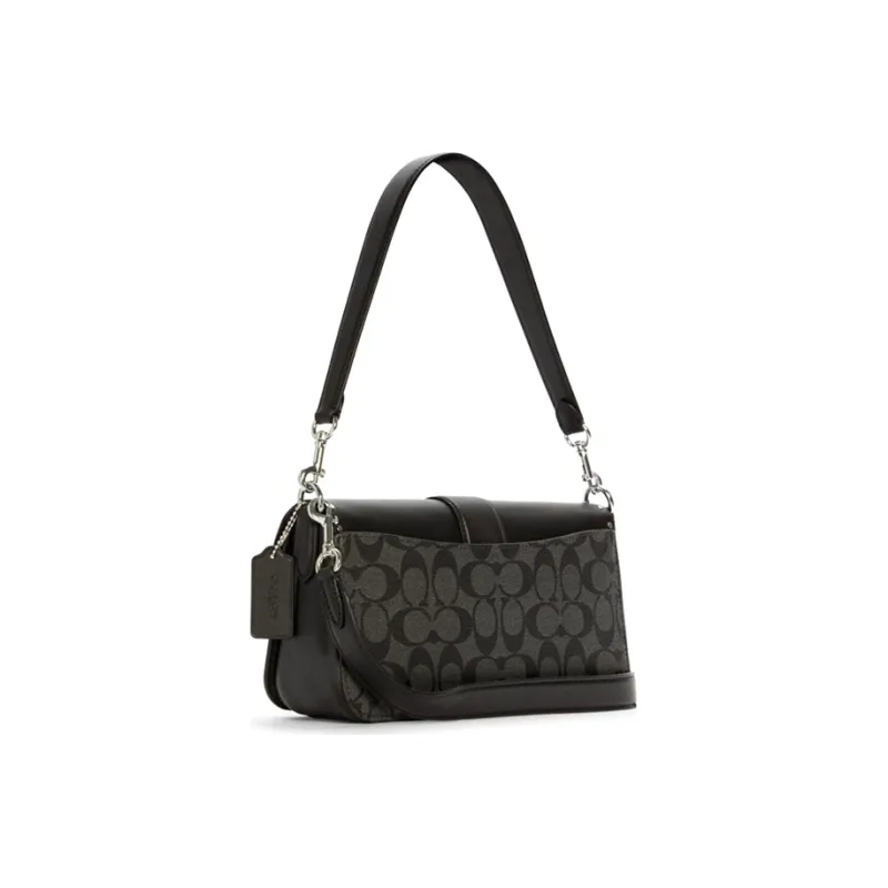 COACH Georgie Canvas With Leather Shoulder Bag Crossbody Bag Shoulder Bag Medium Size Women's Black-1