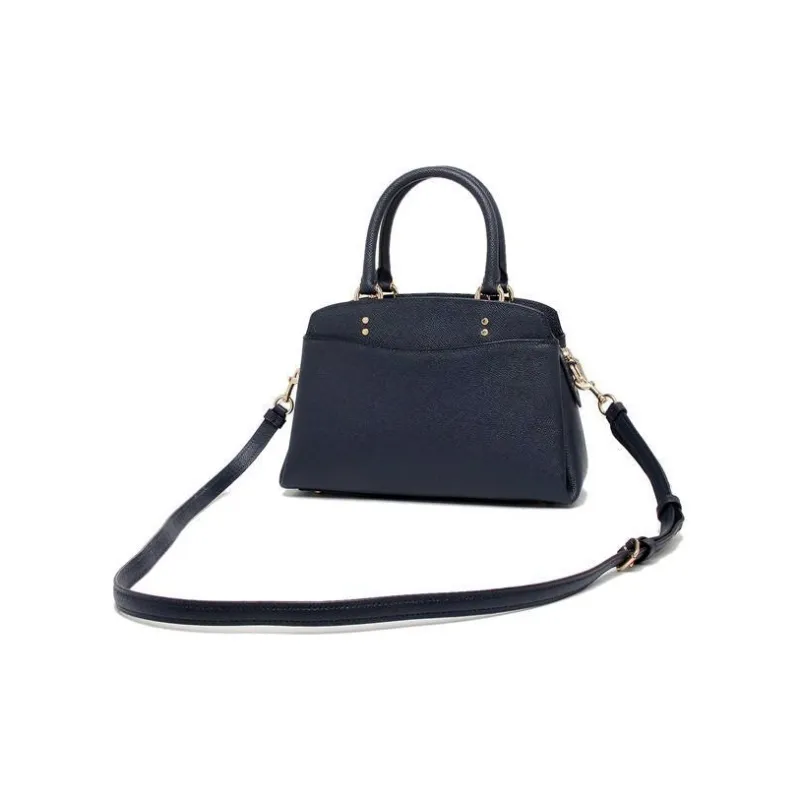 COACH Leather One Shoulder Crossbody Briefcase Handbag Small Size Women's Midnight Blue-3