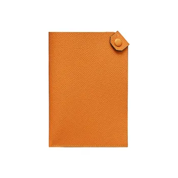 HERMES Tarmac Cow Leather Passport Holder Men's Apricot Yellow