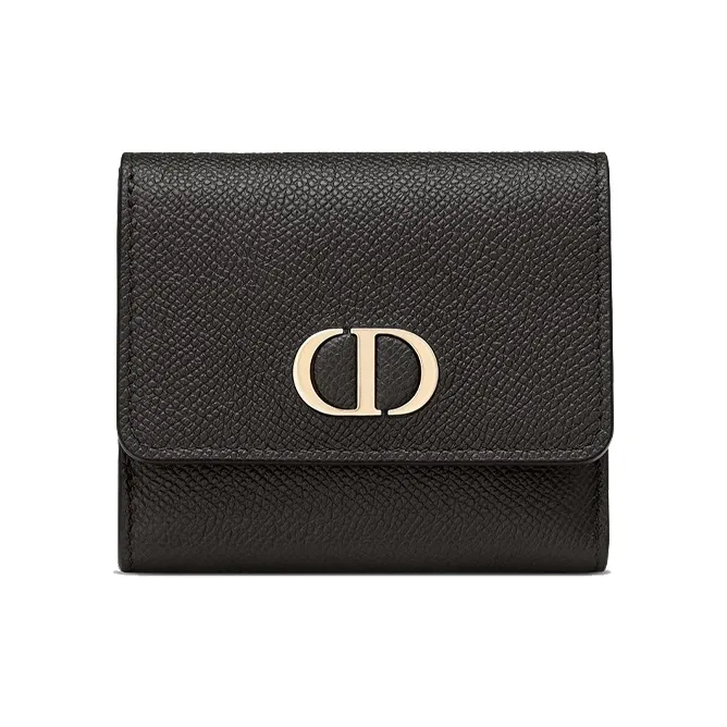 DIOR 30 Montaigne Grained Calfskin Card Holder Wallet Women's Black-0