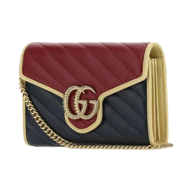 GUCCI Marmont Leather Crossbody Bag, Shoulder Bag Mini Women's Red & Blue-1