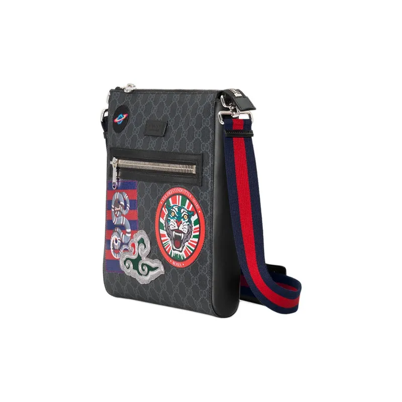 GUCCI Leather Canvas With Leather Messenger Bag, Crossbody Bag, Shoulder Bag Unisex-1