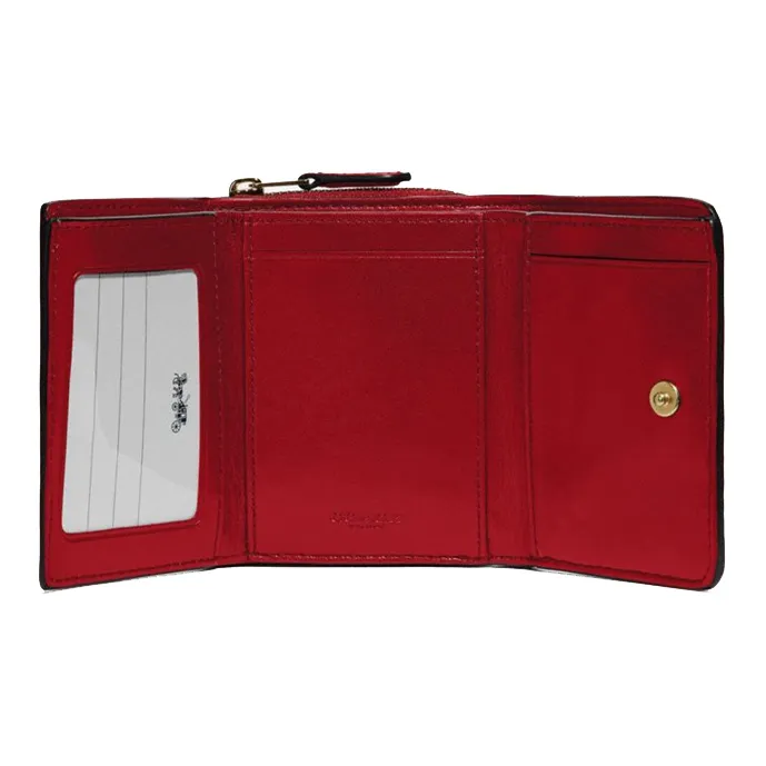 COACH Trifold Wallet Artificial Leather Wallet Women's Brown, True Red-1