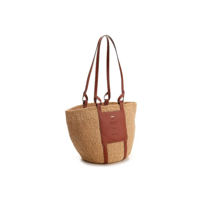 Chloe Fair Trade Paper And Shiny Calfskin Large Basket Shoulder Bag Women's Tan-2
