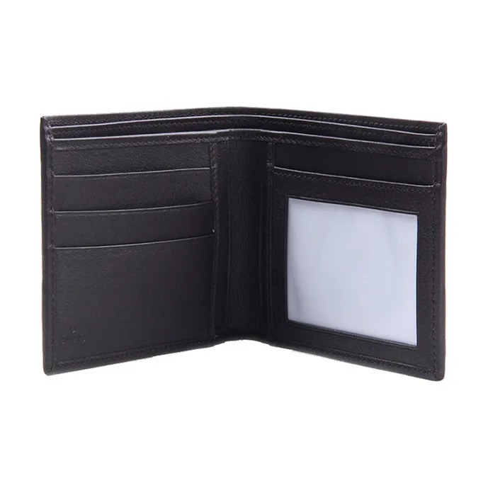 GUCCI Canvas With Leather Wallet Men's Ebony & Brown-2
