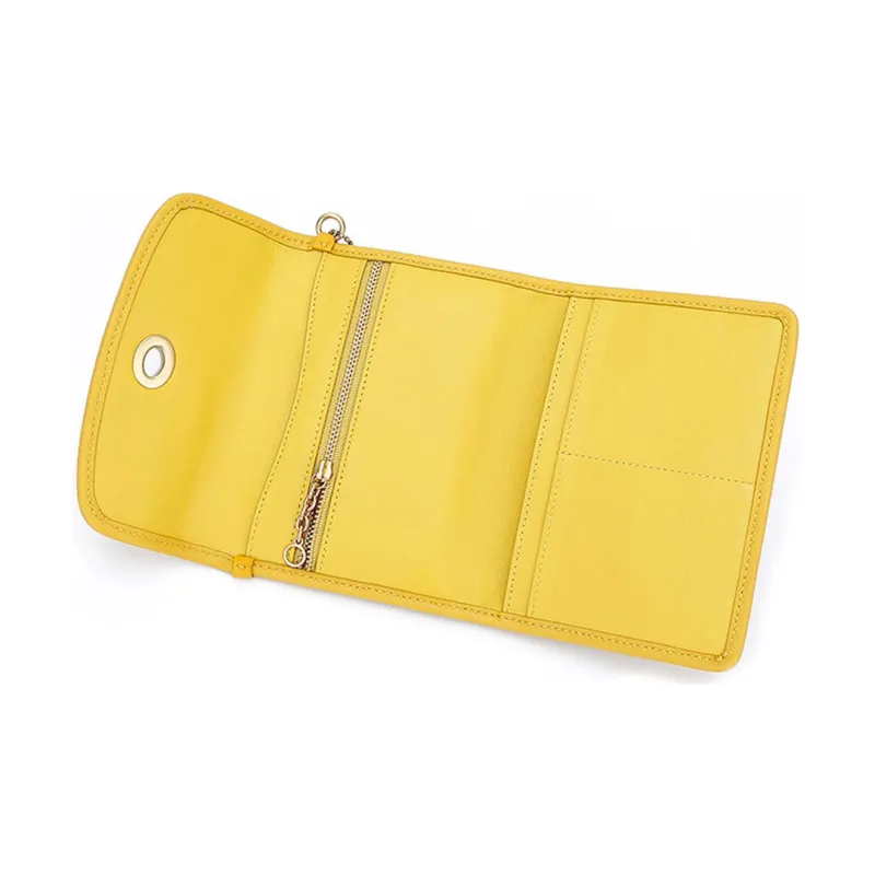 COACH Turnlock Solid Color Leather Wallet Crossbody Bag Women's Macaron Color Series/Candy Yellow-3