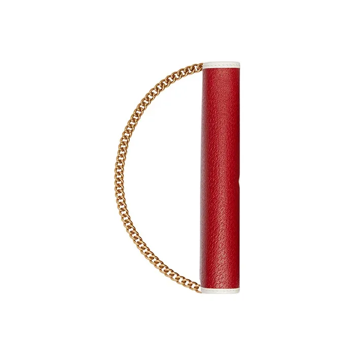 GUCCI Leather Shoulder Bag Women's Red-5