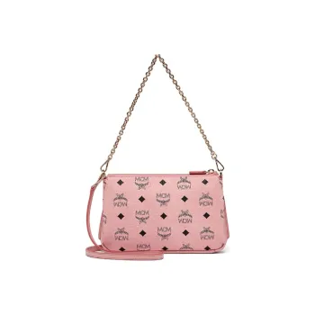 MCM Visetos Leather Shoulder Bag, Crossbody Bag Women's Soft Pink
