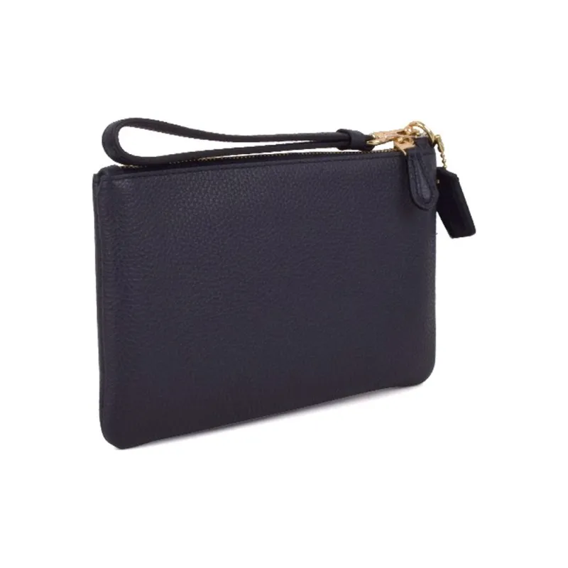 COACH Wristlet Leather Makeup Bag, Clutch Trumpets Women's Black-3