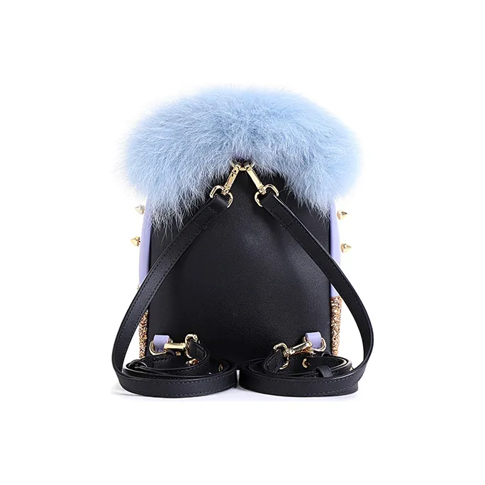 FION Cow Leather Backpack Regular Women's Color/Blue-2