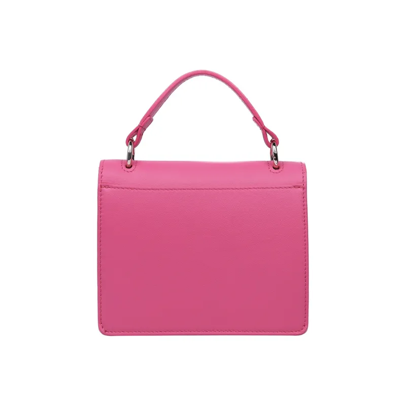 Furla Delizia Leather Small Square Bag, Crossbody Bag Mini Women's Pink-3