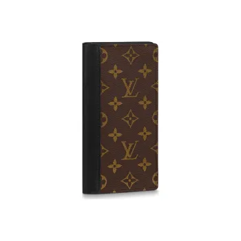 LOUIS VUITTON Brazza Coated Canvas With Cow Leather Wallet, Card Holder, Wallet Unisex Brown/Black Multicolor