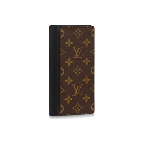 LOUIS VUITTON Brazza Coated Canvas With Cow Leather Wallet, Card Holder, Wallet Unisex Brown/Black Multicolor