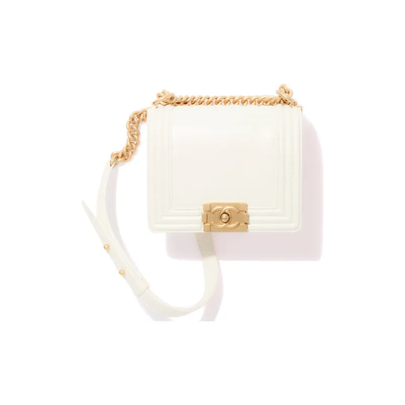 CHANEL Leboy Leather Shoulder Bag, Crossbody Bag Mini Women's White-0