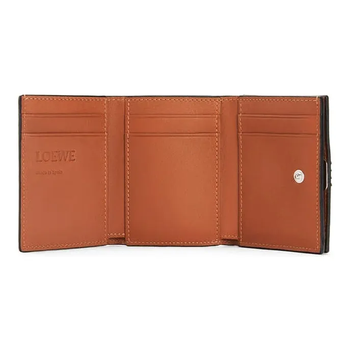 LOEWE Anagram Pebbled Cow Leather Wallet Women's Brown-4