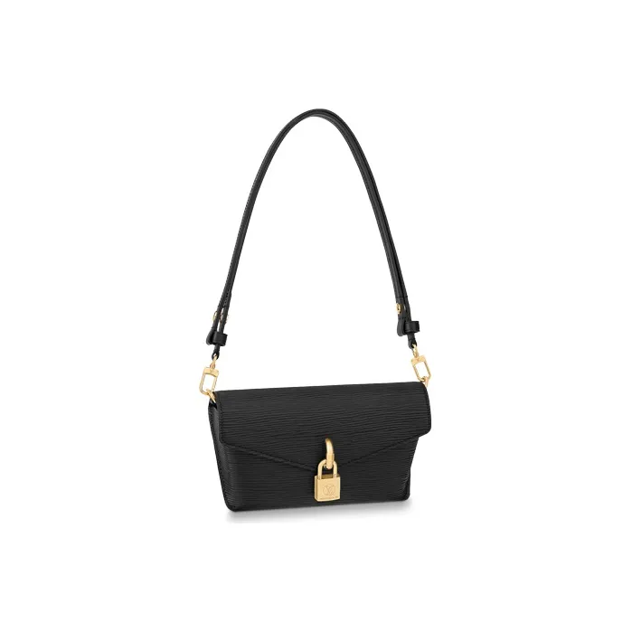 LOUIS VUITTON Padlock On Strap Cow Leather Handbag Women's Black-1