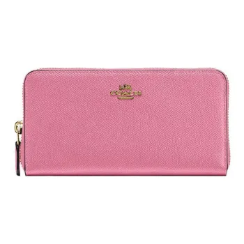 COACH Accordion Zip Leather Wallet Women's Light Pink