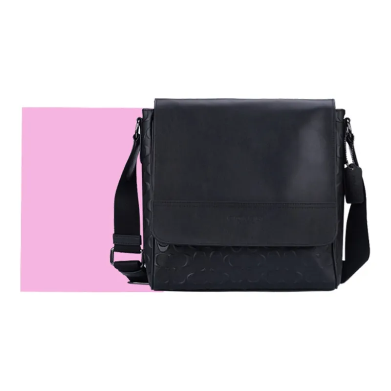 COACH Houston Leather Map Bag Crossbody Bag Shoulder Bag Men's Black-3