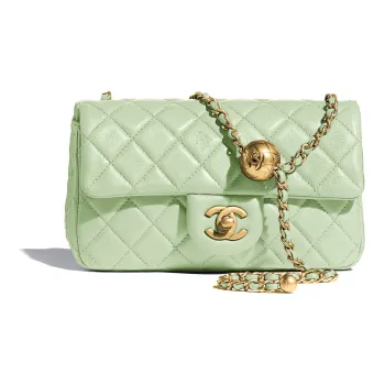 CHANEL Classic Flap CF22C Early Spring Leather Shoulder Bag, Crossbody Bag Mini Women's Mint Green