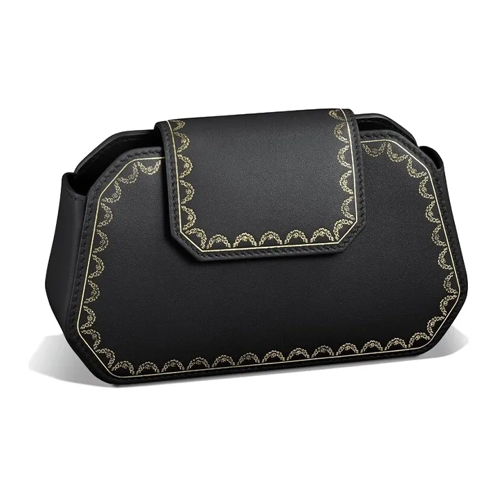 CARTIER GUIRLANDE Calfskin Shoulder Bag Handbag Crossbody Bag Extra Small Black-1