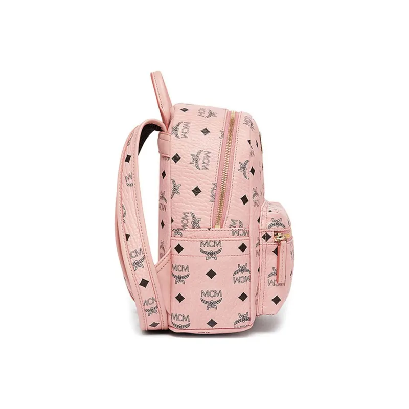 MCM Stark Visetos PVC Polyvinyl Chloride Backpack Mini Women's Cherry Blossom Pink-3