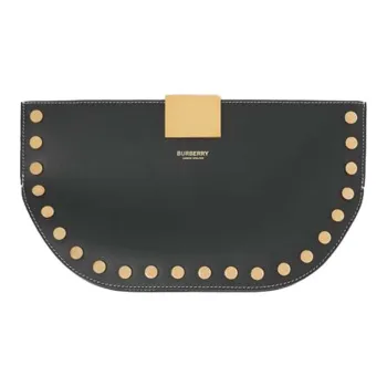 Burberry Olympia Leather Crescent Moon Clutch Women's Black