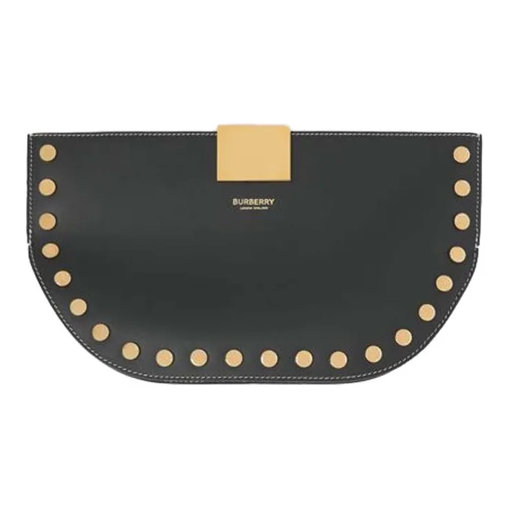 Burberry Olympia Leather Crescent Moon Clutch Women's Black-0