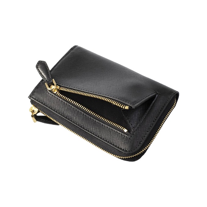 【関税＆送料込み】Prada Key Tag PRADA Saffiano Leather Key Pouch Unisex Black - POIZON