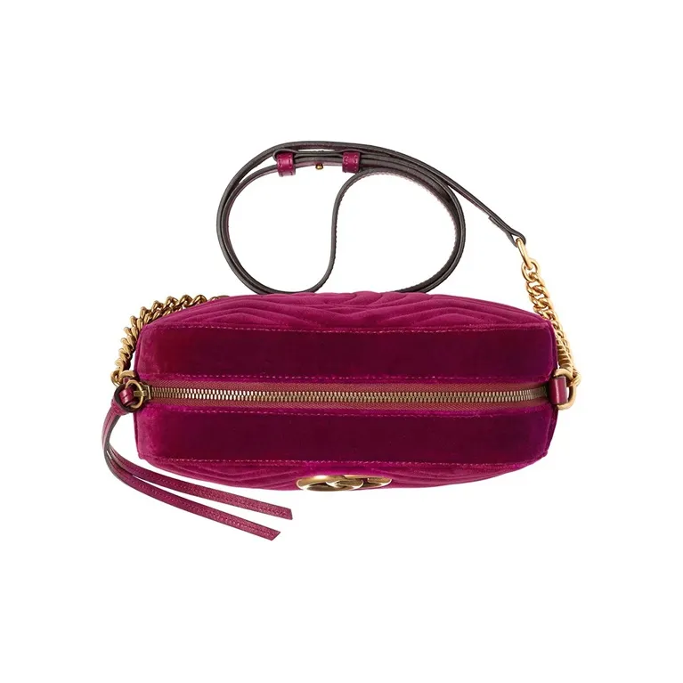 GUCCI Velvet Camera Bag Shoulder Bag Crossbody Bag Small Size Women's Fuchsia-4