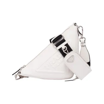 PRADA Triangle Leather Triangle Bag, Crossbody Bag, Shoulder Bag Men's White