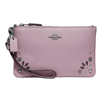 COACH Wristlet Leather Wrist Bag Clutch Trumpets Women's Ice Purple