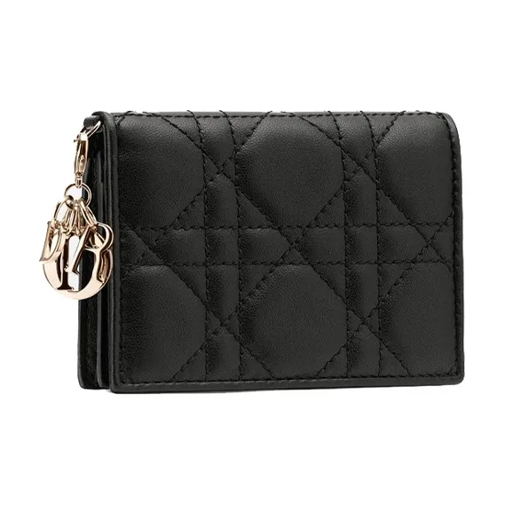 DIOR Lady Dior Sheepskin Card Holder Card Holder Women's Black-1