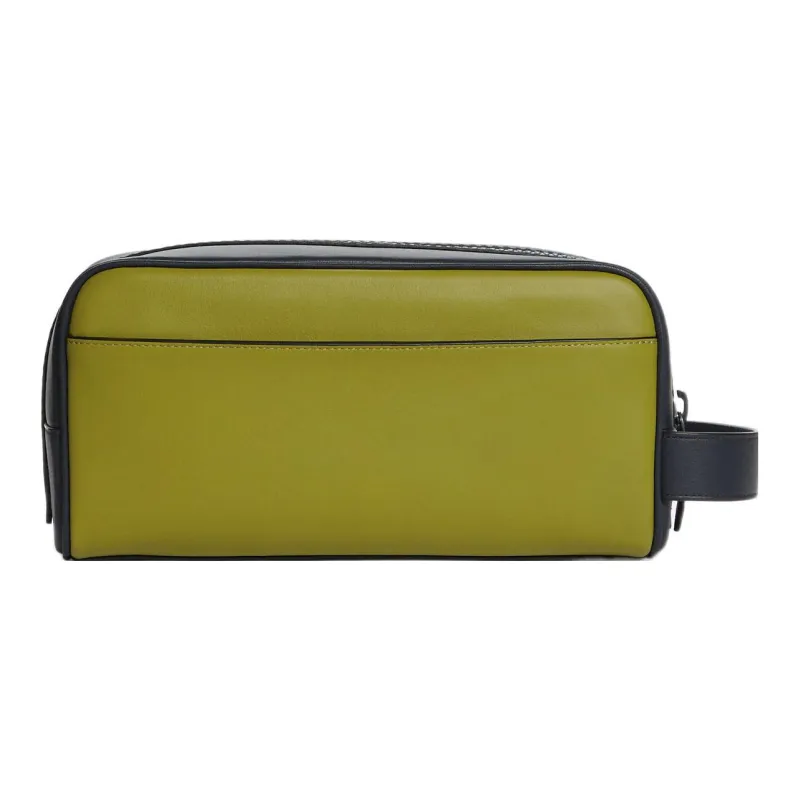 COACH Travel Kit Cow Leather Travel Bag Handheld Makeup Bag Small Size Unisex Green-1