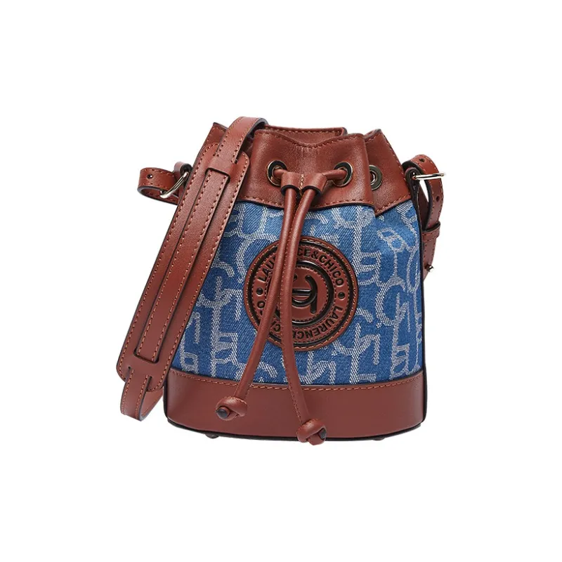 Laurence & Chico Denim Flower Pot Bag, One Shoulder Handbag, Crossbody Bag Trumpets Women's Red Brown/Blue-5