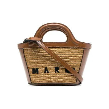 MARNI TROPICALIA Cow Leather Bucket Bags Crossbody One Shoulder Handbags Mini Women's Brown